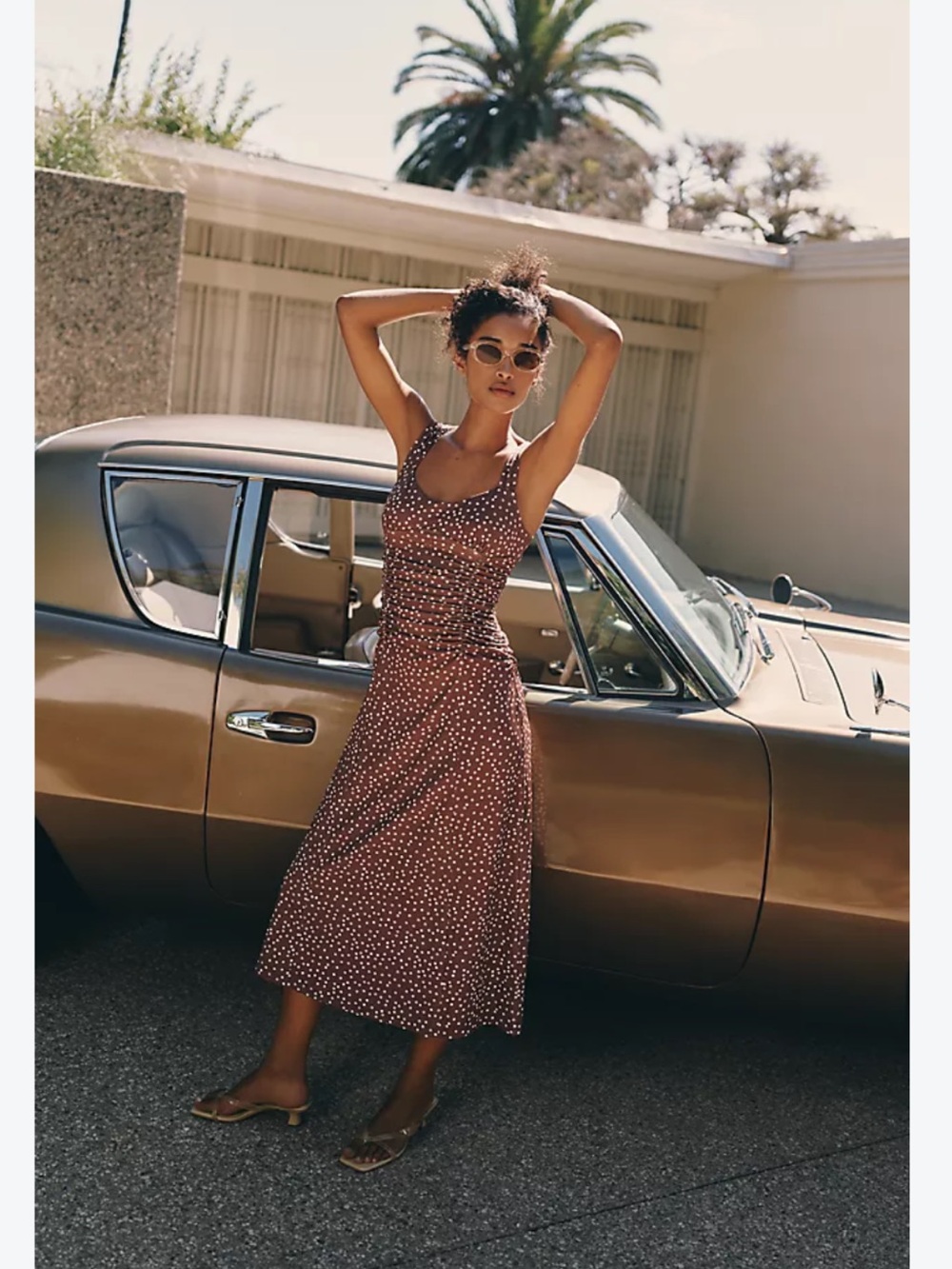 NWT retail$168 size S #Anthropologie,#Maeve.”Square-neck Ruched Knit Midi Dress”
